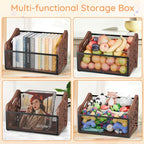 handrong Large Dog Toy Basket,Wood Dog Toy Box,Cat Toy Basket Box,Dogs Toys Storage Bin,Pet Toys Baskets for Living Room Outdoors Organizing Storage