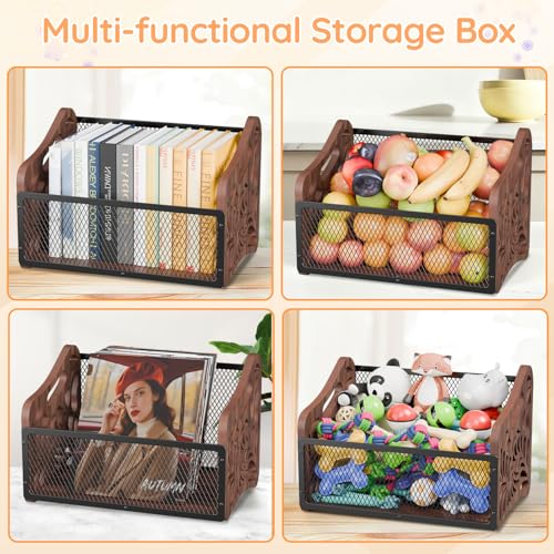 handrong Large Dog Toy Basket,Wood Dog Toy Box,Cat Toy Basket Box,Dogs Toys Storage Bin,Pet Toys Baskets for Living Room Outdoors Organizing Storage