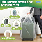 Storage Standard 6-Pack Large Clear Plastic Bags for Storage - Waterproof Extra Large Plastic Bags with Zip Ties, Heavy-Duty Cover for Luggage, Suitcases, Strollers & Travel Gear - 40 x 60 Inches - size: 40'' x 60''