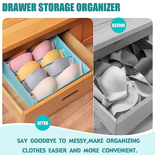 Bra Storage Drawers Organizer for Clothing Underwear Drawer Organizer Dividers Foldable Storage Cube Bins for Bra,Socks, Underwear,3 Pack （Light Green） - color: Light Green, size: 3 Pack