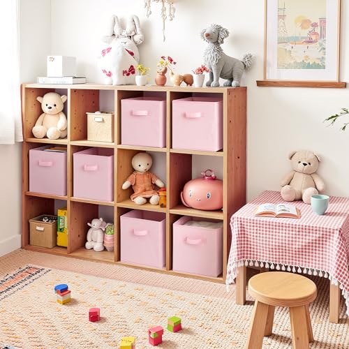Cupic Cupid 11x11 Storage Cubes, 6 Pack Open Storage Bins with Handles, Storage Cube Organizer for Clothes and Toys, Collapsible Cube Bins for Closet, Shelves, Offices, Pink - color: Pink, size: 11 Inch