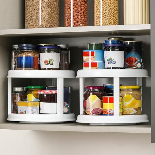 2 Tier 10" Turntable Lazy Susan Spice Organizer - Rotating Seasoning Rack for Pantry Cabinet Kitchen Countertop, Table Top Organizing - Multiuse Two Tier Rotating Organization Rack Spinner - size: 10inch - 1 Pack
