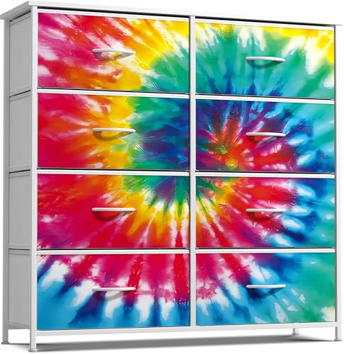 Sorbus Kids Dresser with 8 Drawers - Storage Unit Organizer Chest for Clothes - Bedroom, Kids Room, Nursery, & Closet (Tie-Dye, 31.5 x 12 x 32-8 Drawer) - color: Dark Tie-dye, style: 8-Drawer