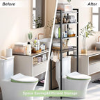 Kalrin Over-The-Toilet Storage Rack, 4-Tier Bathroom Organizer Shelf Over Toilet with Adjustable Shelf and Basket, Freestanding Space Saver Bathroom Shelves Above Toilet for Room (Pure Gray) - color: Pure Gray