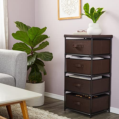 Juvale 4-Tier Closet Organizers & Storage Dresser - 16.5 in L x 13 in W x 33 in H, Dark Brown, Modern - Fabric Drawers for Bedroom Storage & Closet - Metal Frame Clothes Dresser for Narrow Spaces - color: Dark Brown