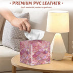 2 Pcs Tissue Box Cover Square,Mermaid Scale Tissue Box Holder Leather Facial Paper Organizer Dispenser for Bathroom Kitchen Bedroom Night Stand Office Desk - color: Mermaid Scale