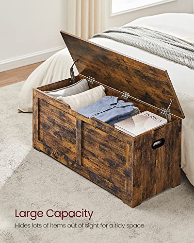 VASAGLE Storage Chest, Storage Bench with 2 Safety Hinges, Farmhouse Style, 15.7 x 39.4 x 18.3 Inches, for Entryway, Bedroom, Living Room, Rustic Brown ULSB061T01 - color: Rustic Brown, size: 39.4''W