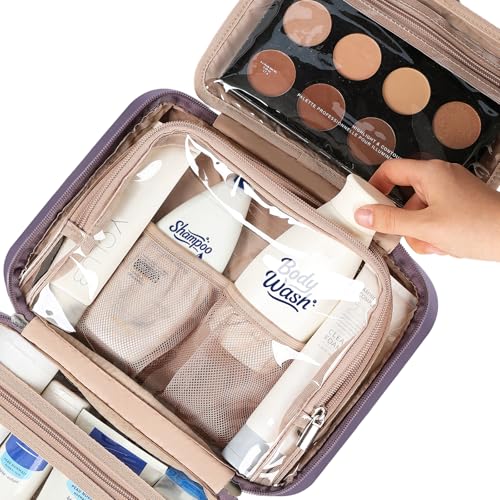 NISHEL Travel Toiletry Bag for Women, Makeup Essentials Organizer, Hanging Case for Accessories, Cosmetics, Medium Size, Purple - color: Purple, size: Medium