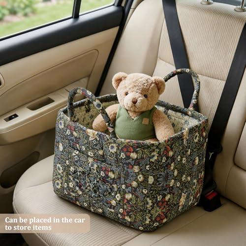 Floral Fabric Storage Basket Car Interior Storage Basket Underwear Sundries Laundry Baskets Supplies Home Organizer Bag (style 5) - color: style 5