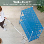 DEANIC 3 Tier Foldable Storage Shelves with Wheels, Kitchen Appliance Stand, Freestanding Metal Wire Shelf Rack, No Assembly Organizer Rolling Cart for Garage, Basement, Pantry(Blue) - color: Blue