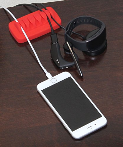Heaviest Cable Organizer on the Market! Compact and Weighted Desktop Cord Holder and Cable Organizer, Eco-Friendly Silicone, No Bad Smell, Bundled with 4 Reusable Cable Ties! (Red) - color: Red, Standard