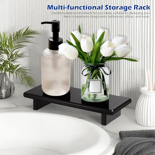 Acrylic Bathroom Counter Tray Stand, Kitchen Soap Holder Riser for Vanity Candle Plant Display, (1, Black-Small-8.6 x 3.6 x 1.5) - size: Black-Small-8.6 x 3.6 x 1.5