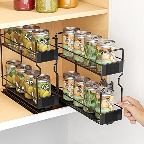 SpaceAid Pull Out Spice Rack Organizer for Cabinet, Heavy Duty Slide Out Seasoning Kitchen Organizer, Cabinet Organizer, with Labels, 7.7" W x10.75 D x10 H, 2 Drawers 2-Tier - style: Two 3"W Drawers, 2-Tier