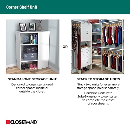ClosetMaid SuiteSymphony Wood Corner Shelf Unit, 2 Shelves, Adjustable, Stacking, for Storage, Closet, Clothes, Shoes, Décor, Graphite Grey - color: Graphite Grey