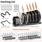 MUDEELA 2 Pack Pots and Pans Organizer Rack for under Cabinet, Expandable Pot Lid Kitchen Cabinet Organizer Holder with 10 Adjustable Compartment Cutting Board Organizer for Pan Lid, Bakeware Sheet - style: 2 Pack 10 Dividers-Black