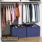 SpaceAid Shoe Organizer for Closet, 2 Pack Foldable Shoe Storage Containers Baskets Boxes Bins w/Adjustable Dividers, Fits 16-32 Pairs, Blue - color: Blue