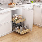 Sikarou Pull Out Cabinet Organizer,Heavy-Duty Slide Out Shelf, Wood and Wire Basket, Pull Out Drawer for for Kitchen Under Sink Space, Pantry, Bathroom, 2 Tie 23 * 21 in - size: 2-TIE 23*21 WM
