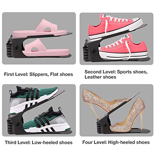 Neprock Shoe Rack Shoe Organizer Space-Saving Storage Shoe Organizer for Closet,Shoe Stacker Shoe Slots Space Saver Double Stack Shoe Holder Homeries - color: Black, size: 20 Pack