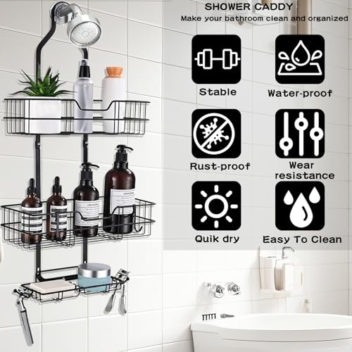 anyshwu Shower Caddy Hanging, White, Plastic, Unisex, 13 Inches Deep x 6 Inches Wide x 4 Inches High, Hanging Mount, Quick Dry, For Showers - size: Bathroom Organizer 2