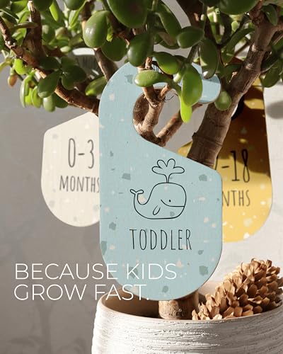 Colorful Baby Size Closet Dividers - Wooden Baby Clothes Organizer for Nursery Decor, Storage & Organization - 8 Pcs of Baby Closet Dividers Ideal as Neutral Nursery Storage Organizers - color: Terrazzo