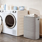 MEGASKET Large Laundry Hamper 16"x13"x22" - Tall Woven Laundry Basket, Cotton Rope Dirty Clothes Hamper, Baby Kids Nursery Wicker Laundry Basket, Bedroom Aesthetic, Soft Laundry Bin, Gray Hamper, 75L - color: Gray