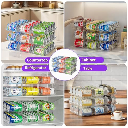Can Organizer for Pantry, Upgraded Thickened Modular 3-Tier Combinable Can Storage and Beverage Dispenser Rack,Canned Food Organizer Rack Holds 36 Cans, Clear Can Holders for Pantry and Fridge - size: 3 Tiers-9 Pcs