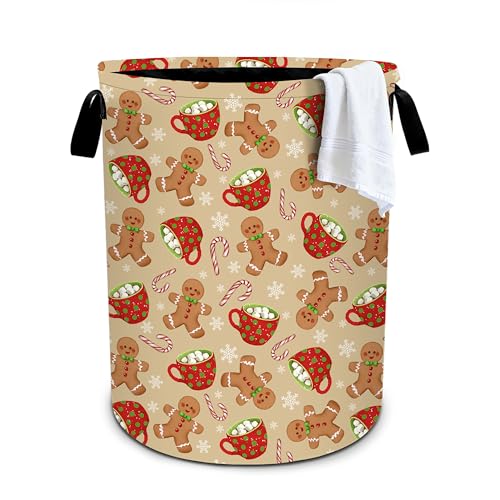 Christmas Candy Laundry Basket Storage Bin Foldable Laundry Hamper Clothes Storage Bucket Organizer 19.6x15.7 Inch For Laundry Room/Bedroom/Bathroom - color: Christmas Candy