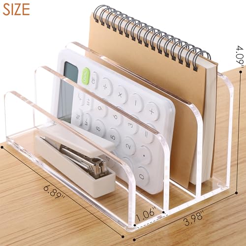 SANRUI 3 Compartments Mail Organizer Letter Holder for Desk ,Vertical Letter Holder,File Sorter Acrylic Desk Organizer Office Supplies,Clear - style: 3 Sections