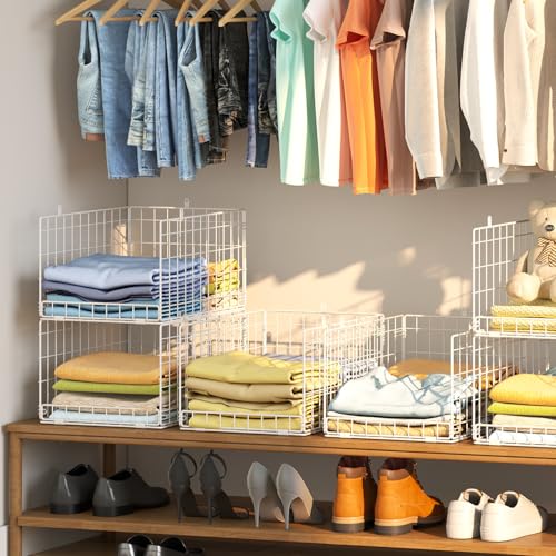 Cidaziya Closet Organizers and Storage Shelves for Clothes, Collapsible Stackable Storage Bins Organizer Baskets Containers Drawers for Truck Camper Closet RV Closets Pantries Cupboard Wardrobe - color: White