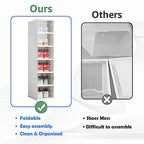 Shoe Storage Organizer Box 6-Tier Foldable Collapsible Stackable Shoe Rack Bins, Fit Size 12, No Assembly, for Men and Women