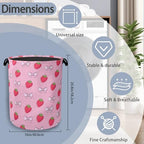 Cute Strawberry Laundry Basket,Bow Foldable with Handles Tote Bag Oxford Cloth for Bathroom Bedroom Dirty Clothes Storage Bucket 16" x 20.8" - color: Cute Strawberry Bow
