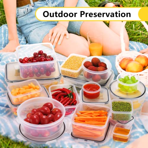 34 PCS Food Storage Containers Set with Airtight Lids (17 Lids &17 Containers) - BPA-Free Plastic Food Container for Kitchen Storage Organization, Fruit Meal-prep Containers with Labels & Marker - color: 17 Pack