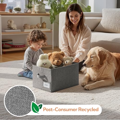 GRANNY SAYS Storage Basket for Shelves, Closet Clothes Bins with Label Holders, Fabric Storage Bin for Bedroom, Decorative Storage Boxes for Organizing, Dark Gray, Medium, 3-Pack - color: Dark Gray, size: Medium