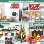 Geelin 3 Pcs Christmas Baskets Storage Gingerbread Christmas Tree Snowman Basket for Gifts Collapsible Waterproof Canvas Xmas Storage Bin Organizer with Handles for Book Closet Shelf Nursery Decor - style: Christmas Classics