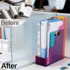 Acrylic File Organizer, Vertical Magazine File Holder, Cute Desk Storage for Holds Files Papers Magazines, Colorful