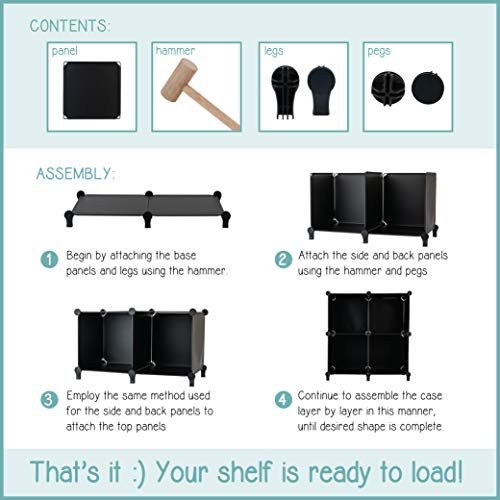 Homeries Cube Storage System – Modular DIY Plastic Closet Organizer Rack, Storage Shelves, Bookshelf, Bookcase for Bedroom, Office, Dorm Room, College, Living Room - Black (6-Cube) - size: Small