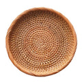 Handcrafted Small Rattan Serving Basket 8.7" – Round Woven Bread & Cracker Tray – Natural Wicker Fruit Bowl for Countertop Display, Snacks, Candy, and Party Serving - size: 8.7"