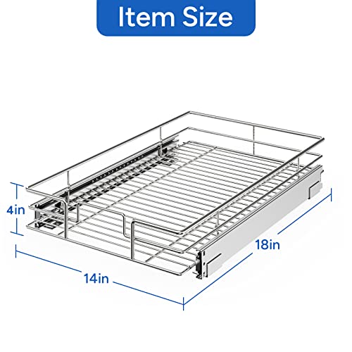 ROOMTEC Pull Out Cabinet Organizer, Cabinet Pull Out Shelves 14" W x 18" D, Heavy Duty Cabinet Drawers Slide Out Kitchen Cabinet Organizers Storage Shelf - color: 1 Tier, size: 14"W x 18"D