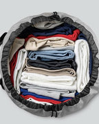 Laundry Bag with Shoulder Straps and Mesh Pocket Laundry Backpack Large Portable Laundry Hamper for College Laundromat Apartment - color: Light Gray & Dark Gray