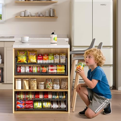 2-Tier Stackable Can Rack Organizer for Pantry Shelf, Long-Size Adjustable Can Holder for Kitchen Organization,Heavy Duty Can Dispenser for Canned Food Soup Goods up to 50 in Cabinet storage, Black - style: Length(25''W)-1 Pack