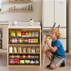2-Tier Stackable Can Rack Organizer for Pantry Shelf, Long-Size Adjustable Can Holder for Kitchen Organization,Heavy Duty Can Dispenser for Canned Food Soup Goods up to 50 in Cabinet storage, Black - style: Length(25''W)-1 Pack