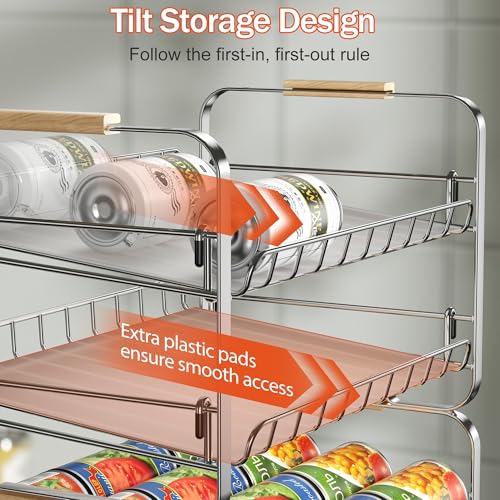 MAXIFFE 2-Tier Can Organizer for Pantry, 16.9"W × 11.5"D × 16.7"H, Stackable Metal Adjustable Hold 40 Cans Rack Storage Holder Dispenser for Soda Drinks Fruits, for Kitchen Countertop, 2 Pack Chrome - color: Chrome, size: 2 Tier - 2 Pack