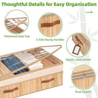 Livole Bamboo Under Bed Storage, 6-10 inches Height Adjustable Underbed Storage Containers, 92L XXXL Large Under Bed Storage Bins with Clear Lid & Label for Clothes, Blankets, Sweater, Shoes, 1 Pack - size: Expandable - 10"H