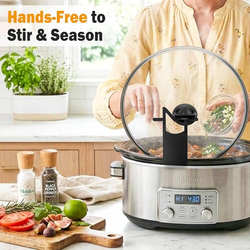 Crock Pot Lid Holder - 2 Pack Space-Saving Slow Cooker Lid Rack - Anti-Spill Support for Pre/Post Meal Tasks, Fits Most Lids for Home & Apartment Kitchens - color: Black-2pack