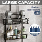 Shower Caddy Hanging, Never Rust Aluminum Shower Organizer, Over Showerhead No Drilling Shower Racks, with Soap Holder Multi Hooks Bathroom Storage for Shampoo Sponge,Silvery - color: Black