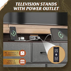 WLIVE Dresser TV Stand with Power Outlets, Led Dresser for Bedroom, Fabric Chest of Drawers with Double Open Shelves, Wood Top, Steel Frame, 6 Drawer Dressers for Closet, Living Room, Dark Grey - color: Dark Grey, style: 8 Drawers with LED