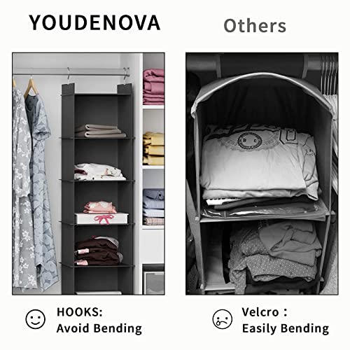 YOUDENOVA Hanging Closet Organizer, 4-Shelf Closet Hanging Shelves, Black - color: Black, size: 4-Tier