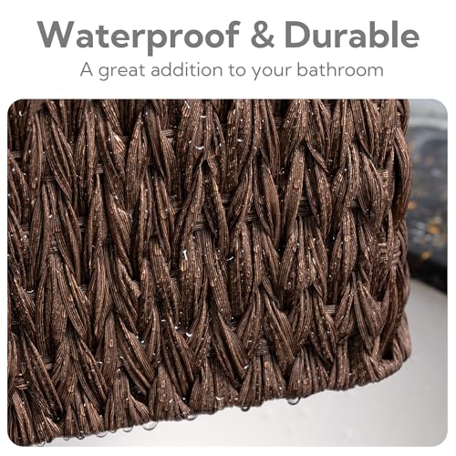GRANNY SAYS Wicker Baskets for Organizing, Nesting Storage Baskets for Shelves, 1 Large and 2 Small Wicker Baskets Waterproof, Dark Brown, 3-Pack - color: Brown, size: 13"L x 9"W x 4"H + 2x 7¾"L x 5¾"W x 3½"H