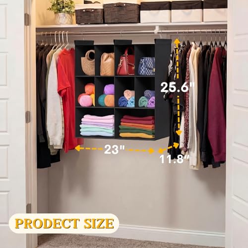 Ofiray-home 3 Tier Hanging Closet Organizer, 10 Compartments Sweater Organizer for Closet with 3 Sturdy Hooks, Closet Organizers and Storage, Wardrobe, Rv, Garment Rack, Black - color: Black, size: 3-Tier