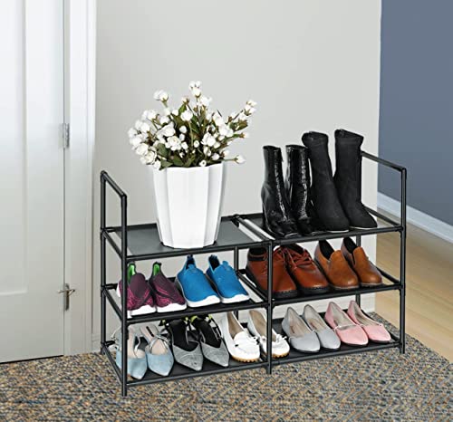3 Tier Metal Construction Shoe Rack, Sturdy Shelf Organizer for Entryway, Bedroom, Closet, 12-16 Pairs Shoe and Boots Organizer Storage Sturdy Shoe Shelf - size: 3 Tier